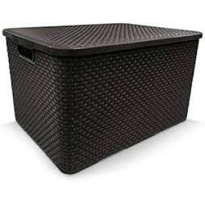 ORGANIZADOR RATTAN C/ TAMPA 15 LTS PRETA